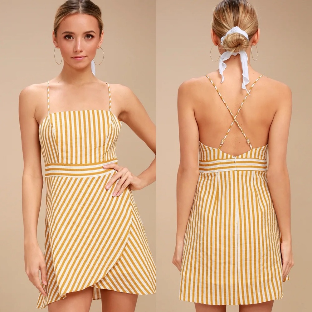 Lulu’s Central Park Yellow and White Striped Dress